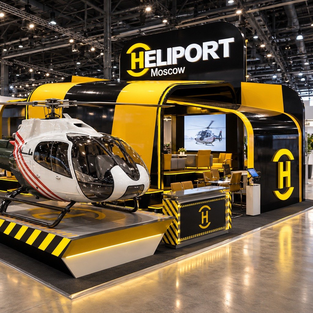 HELIPORT Moscow: Выставочный стенд с вертолётом